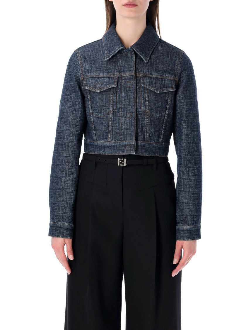 Fendi Cropped Padded Denim Jacket