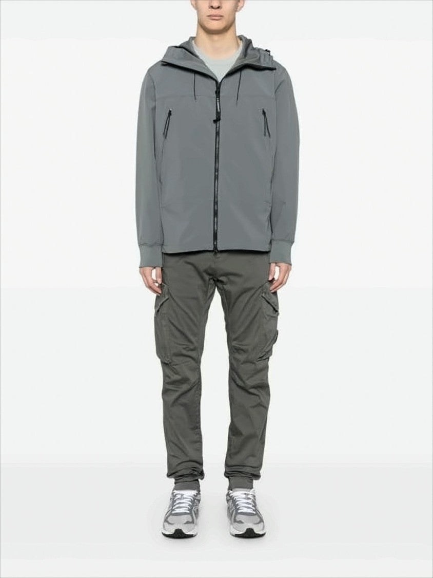 C.P. Company Minimalist Grey Zip Closure Jacket With Adjustable Hood