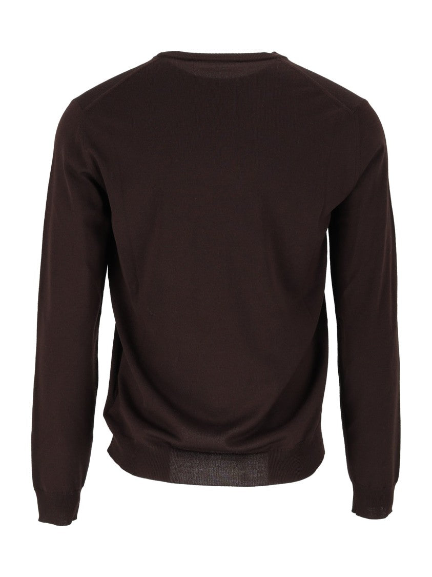 Slowear Zanone Brown Giro Crew Neck Wool Sweater