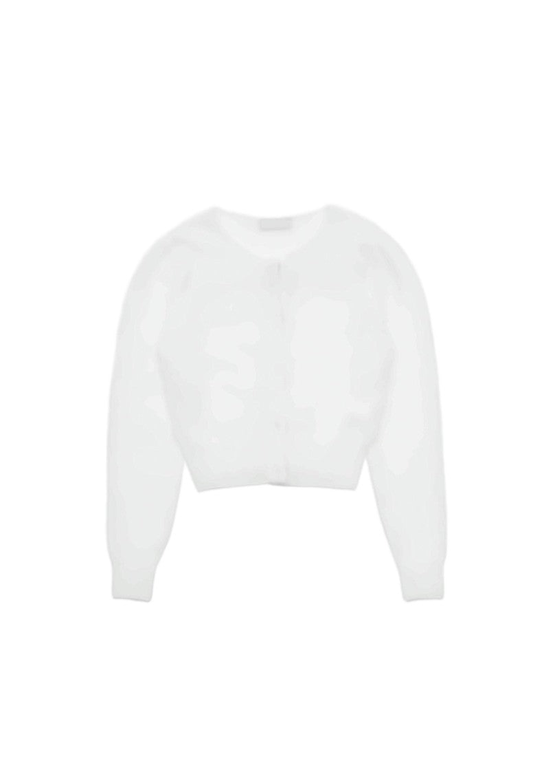 Amomento Cropped White Cardigan With Cozy Texture