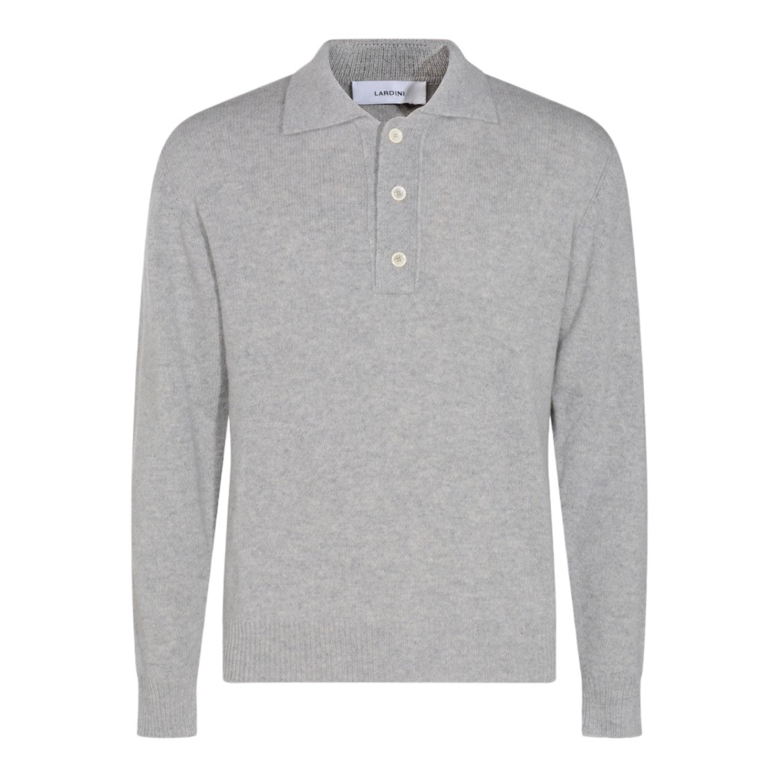 Lardini Light Grey Knit Sweater With Classic Polo Collar