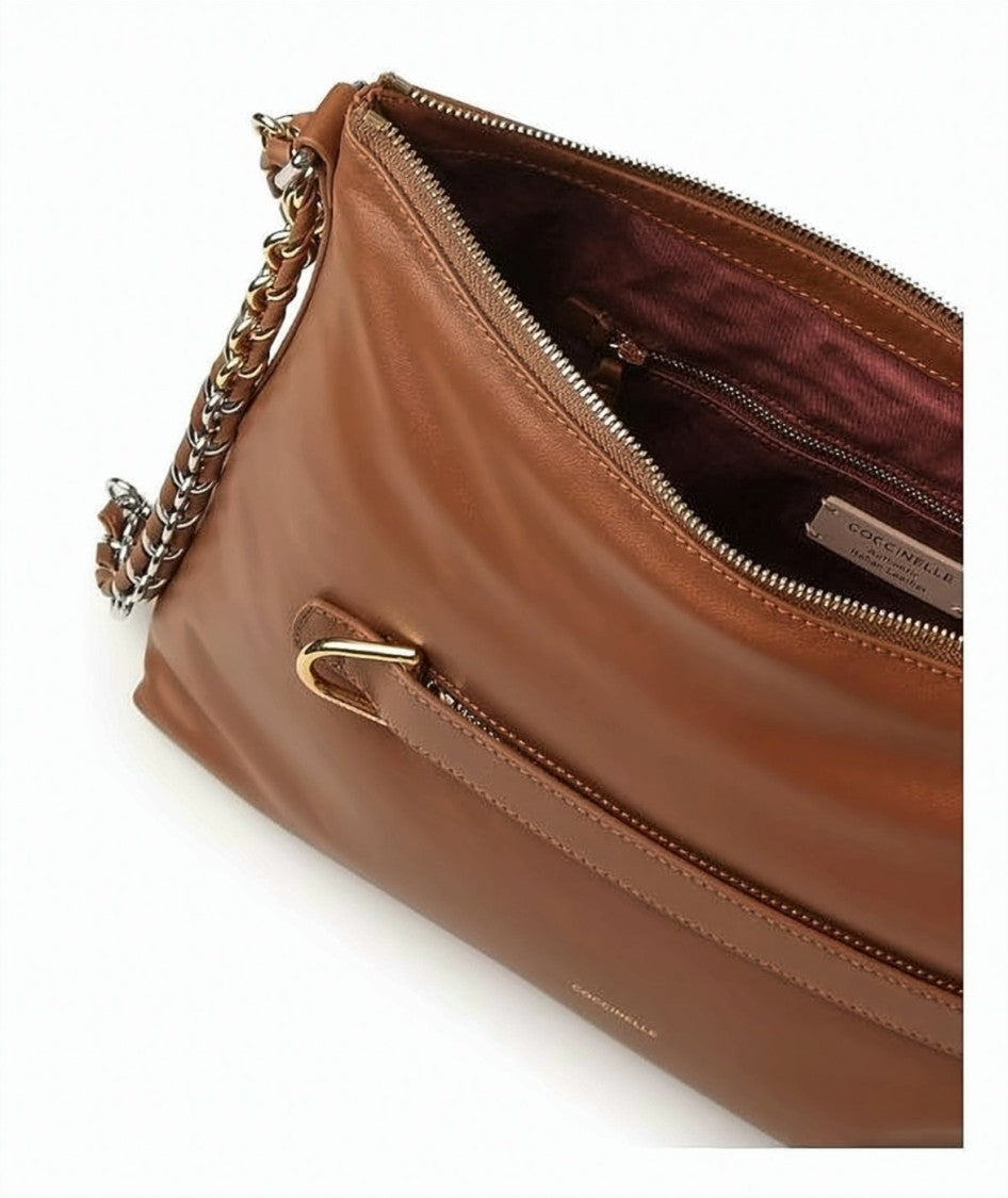 Coccinelle Rectangular Brown Leather Bag
