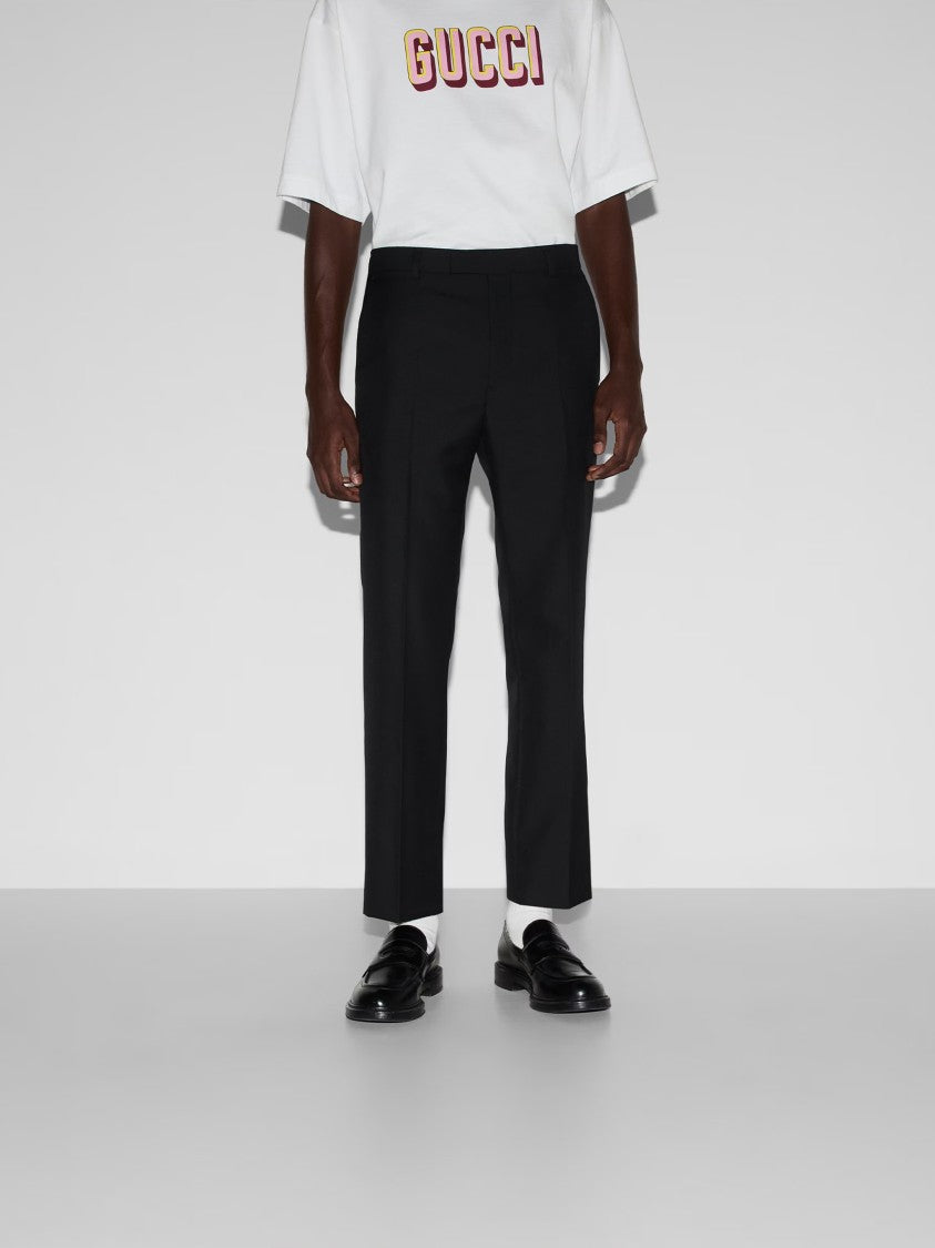 Gucci Black Tailored Wool Blend Twill Trousers