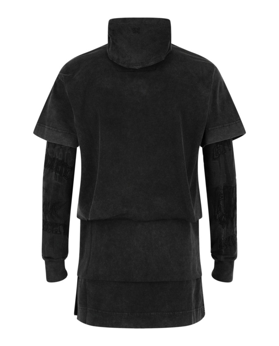 Givenchy Layered Long Sleeve Graphic T-Shirt With Balaclava