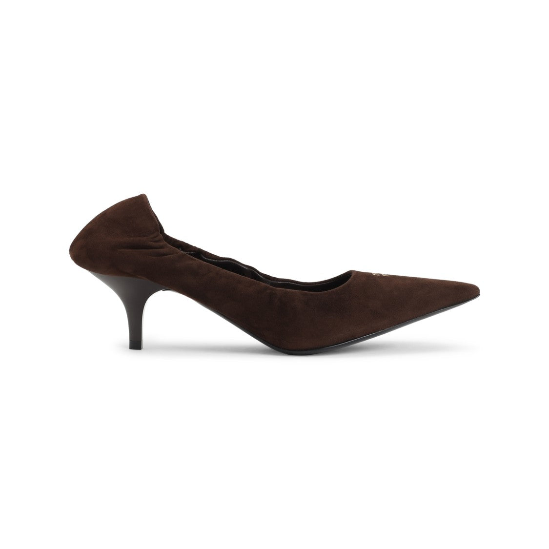 Miu Miu High-Heeled Brown Suede Pumps With Gathered Detail