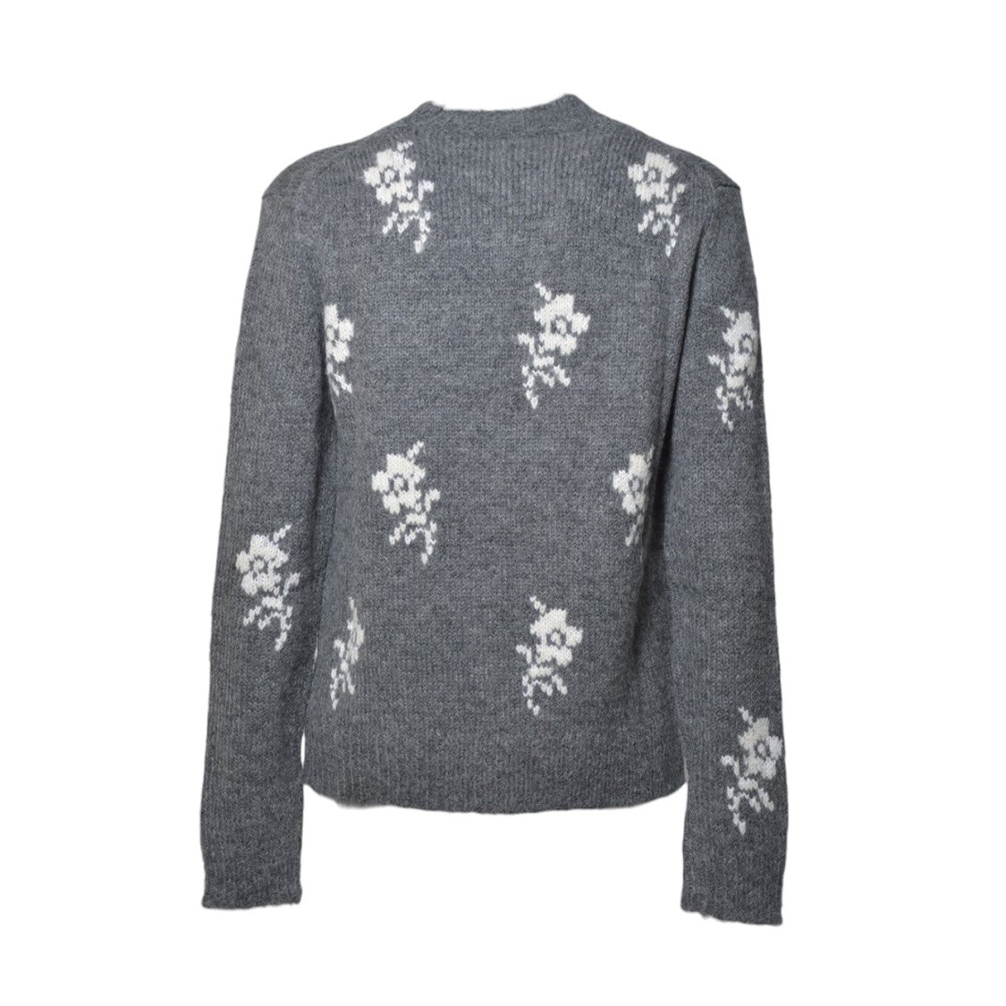 Jil Sander Medium Grey Knitted Sweater With Floral Motifs