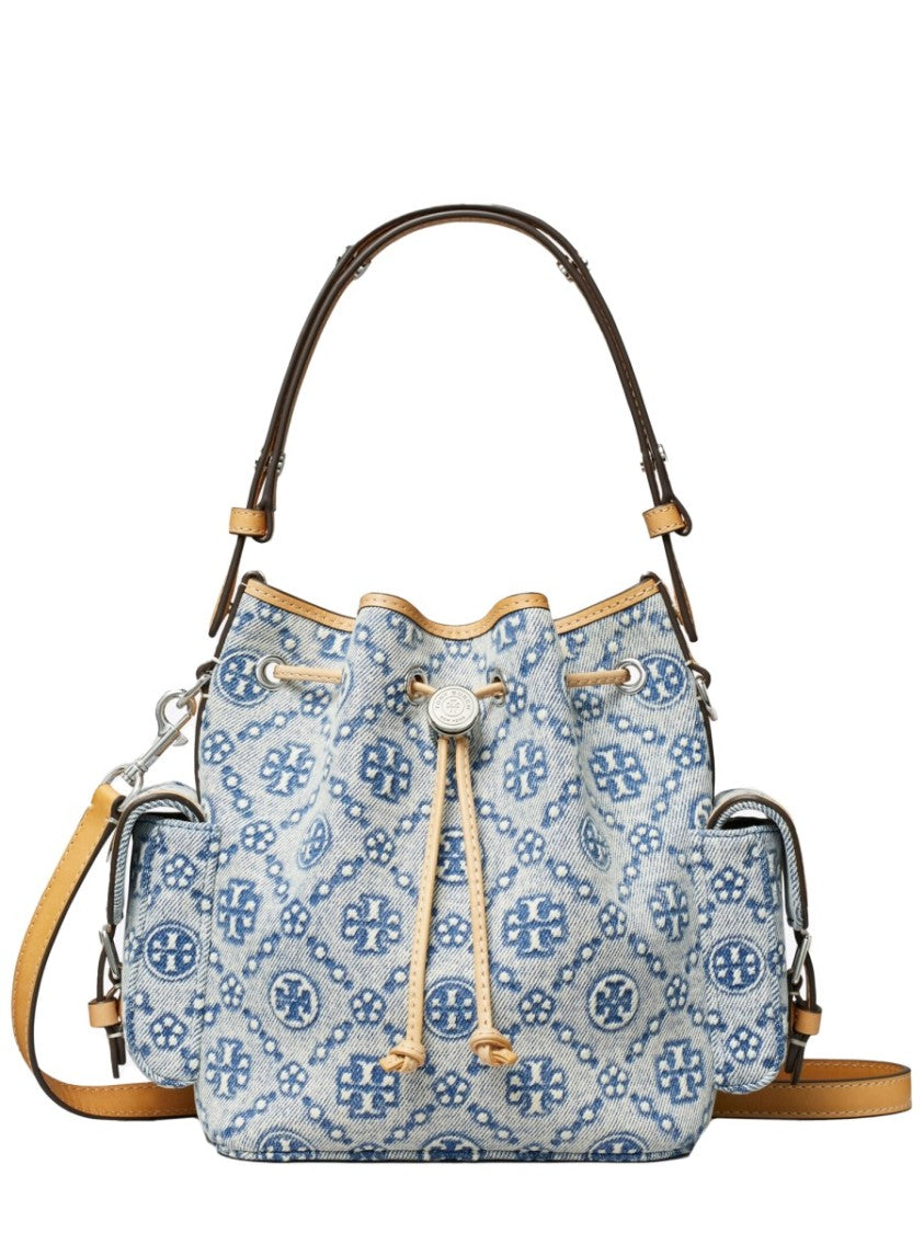 Tory Burch T-Monogram Cotton-Blend Bucket Bag