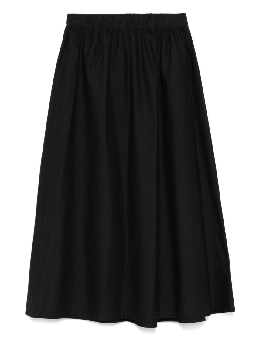 Liu Jo Flowing Black Cotton Skirt With Hem Detailing