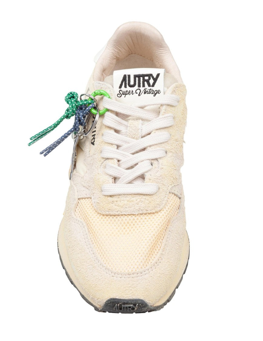 Autry Reelwind Super Vintage Nylon And Suede Sneakers In Ecru And White