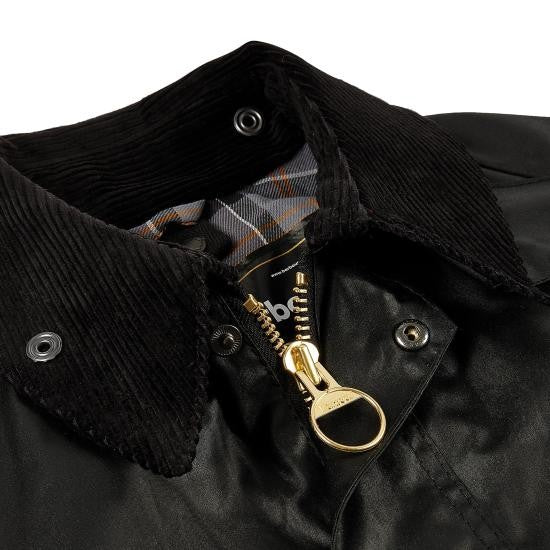 Barbour Matte Finish Waxed Cotton Jacket With Corduroy Collar
