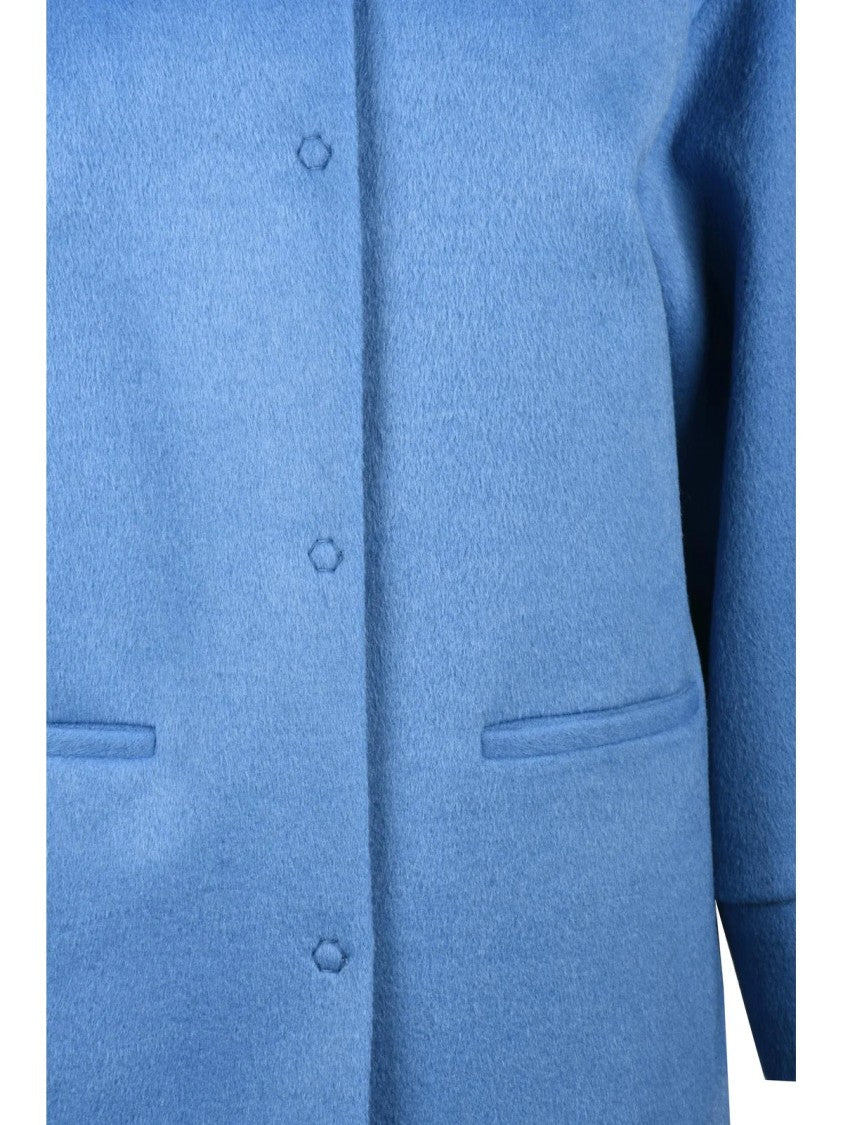 Oliver Horigamy Light Blue Virgin Wool-Blend Coat