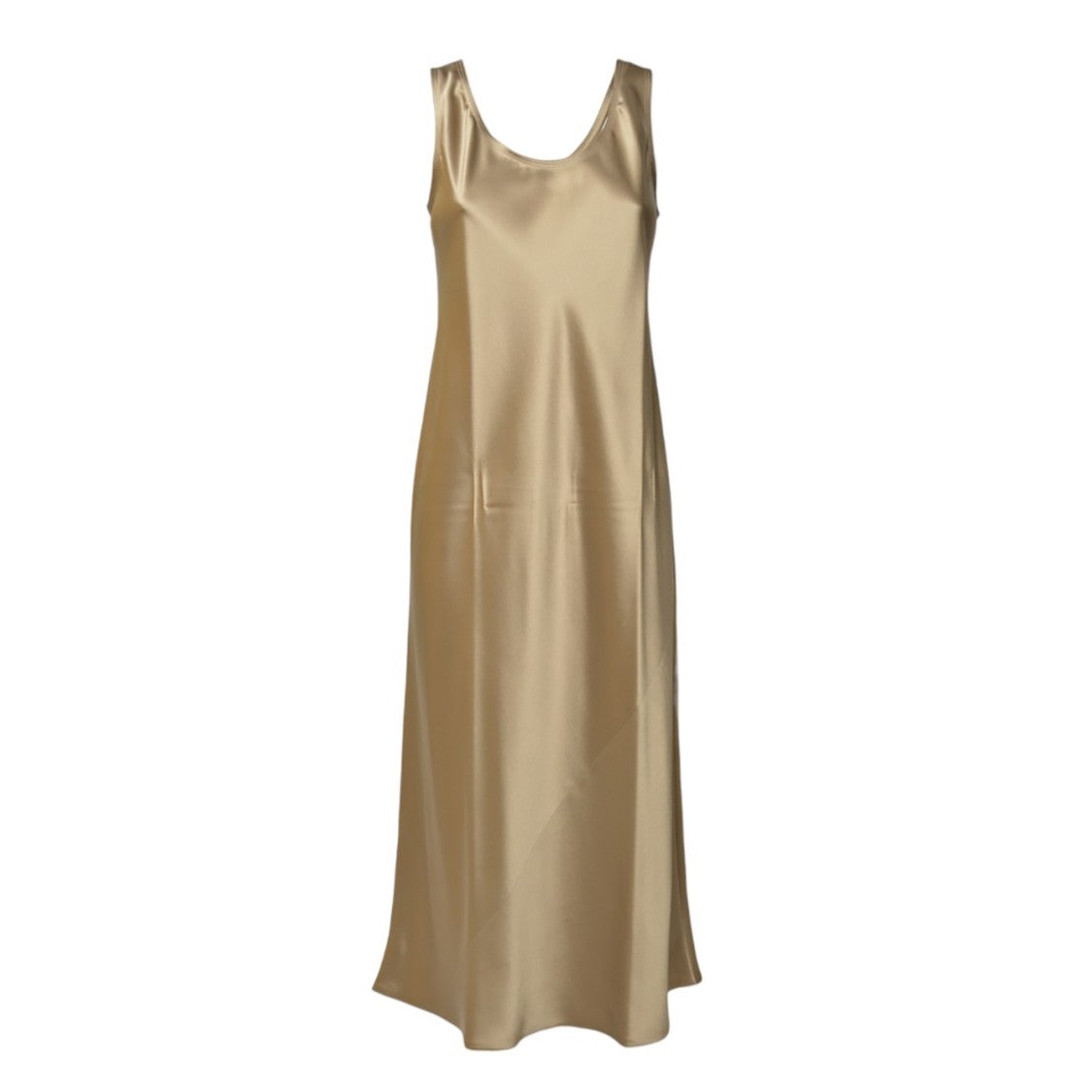 Max Mara Dark Beige Silk Satin Banjo Dress