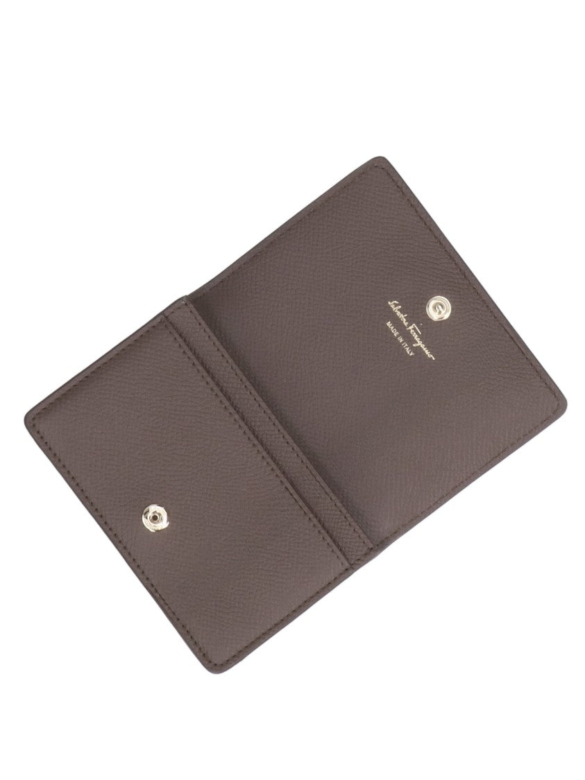 Ferragamo "Gancini" Bi-Fold Card Holder - Taupe