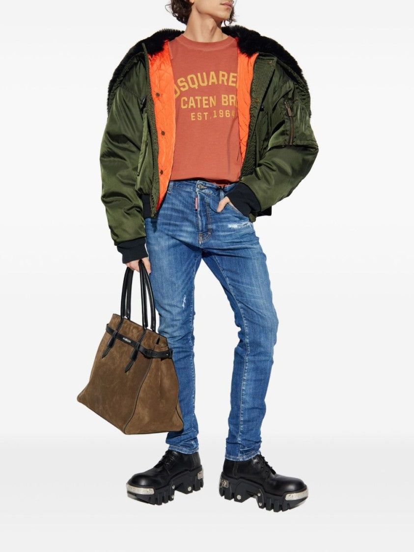 Dsquared2 Khaki Fur Trim Hooded Jacket