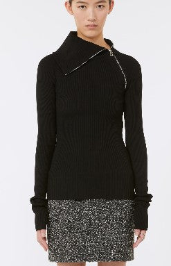 Sportmax Ribbed Turtleneck Sweater With Asymmetrical Zipper Detail