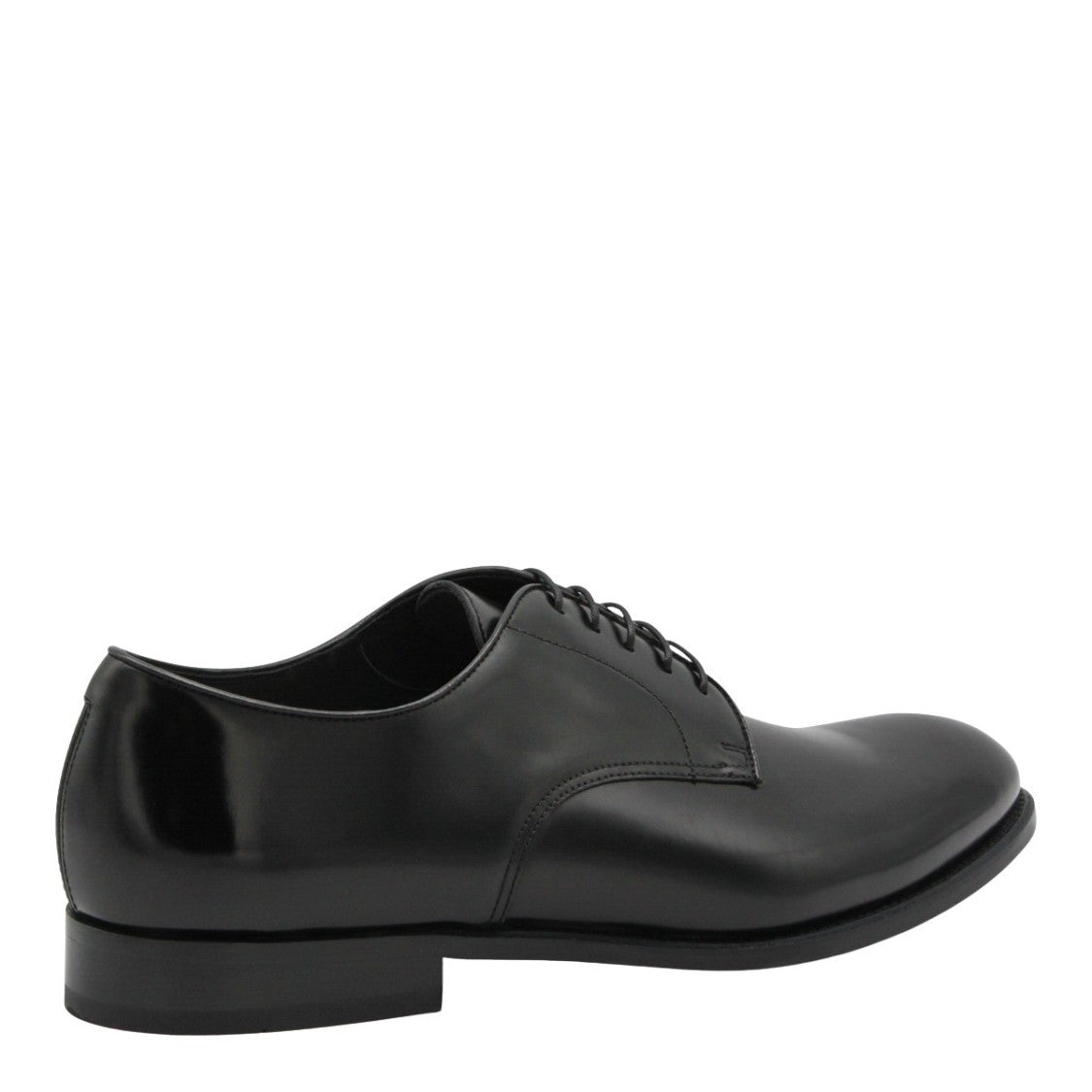Doucal's Polished Black Leather Lace-Up Flat Shoes