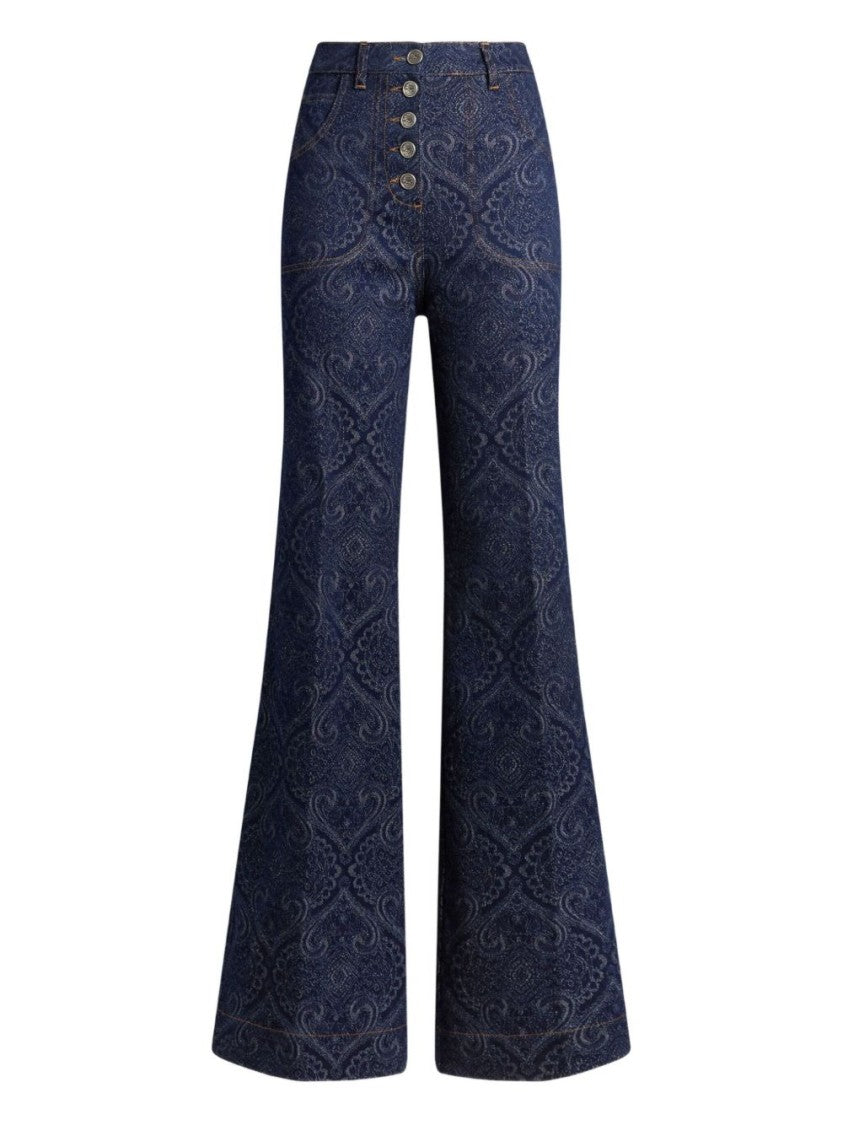 Etro Flared Blue Washed Stretch Jeans