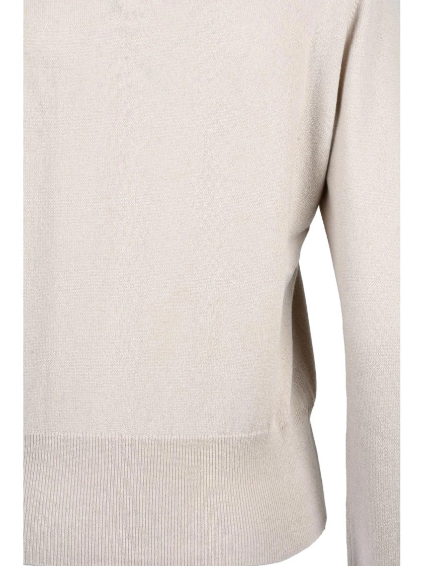 Ballantyne Short Cashmere Crew Neck Pullover With Ribbed Cuffs
