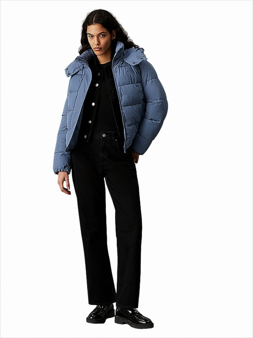 Calvin Klein Vibrant Blue Quilted Jacket With Detachable Hood