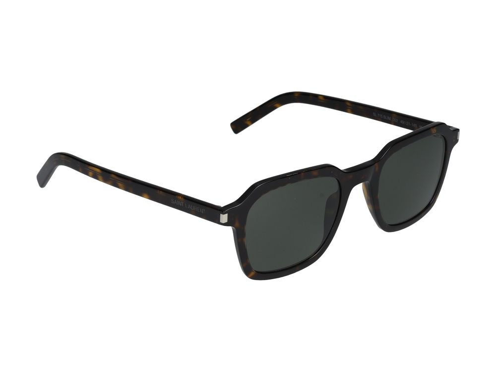 Saint Laurent Havana Slim Square Frame Tortoiseshell Sunglasses