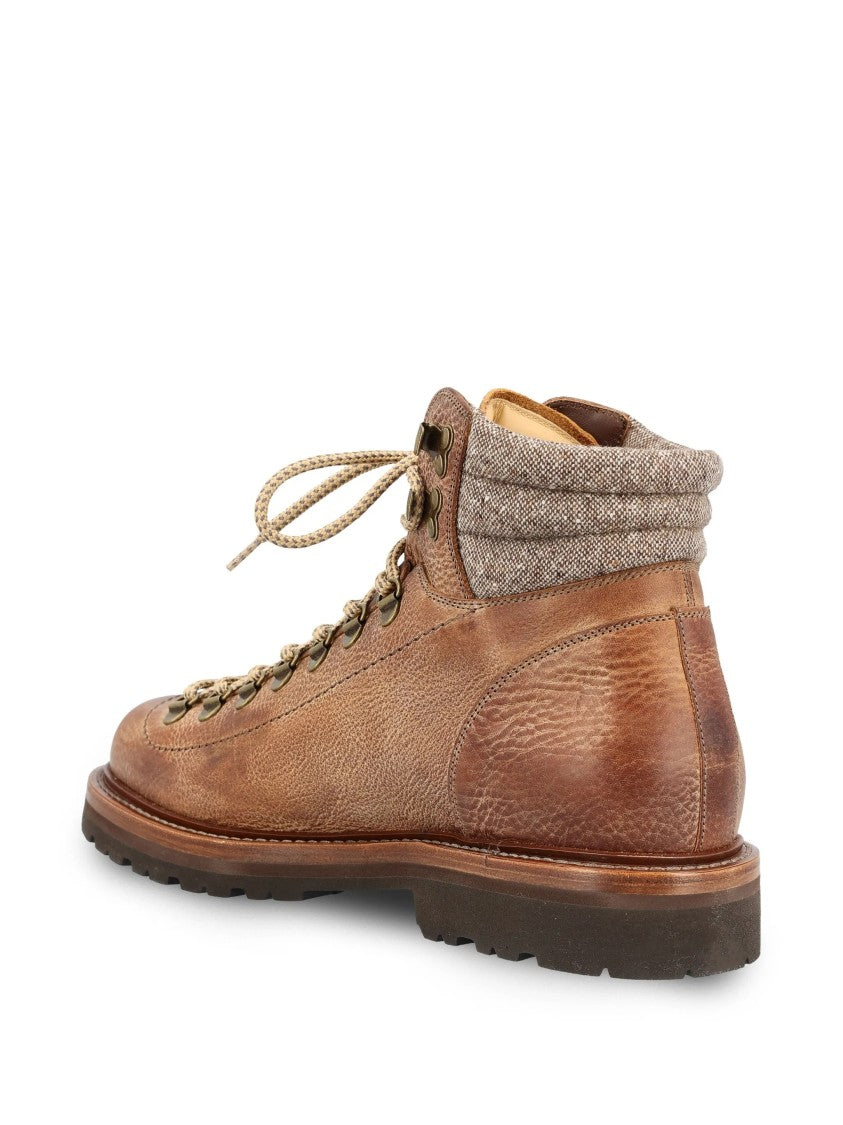 Brunello Cucinelli Scarpe Tweed Collar Ankle Boots