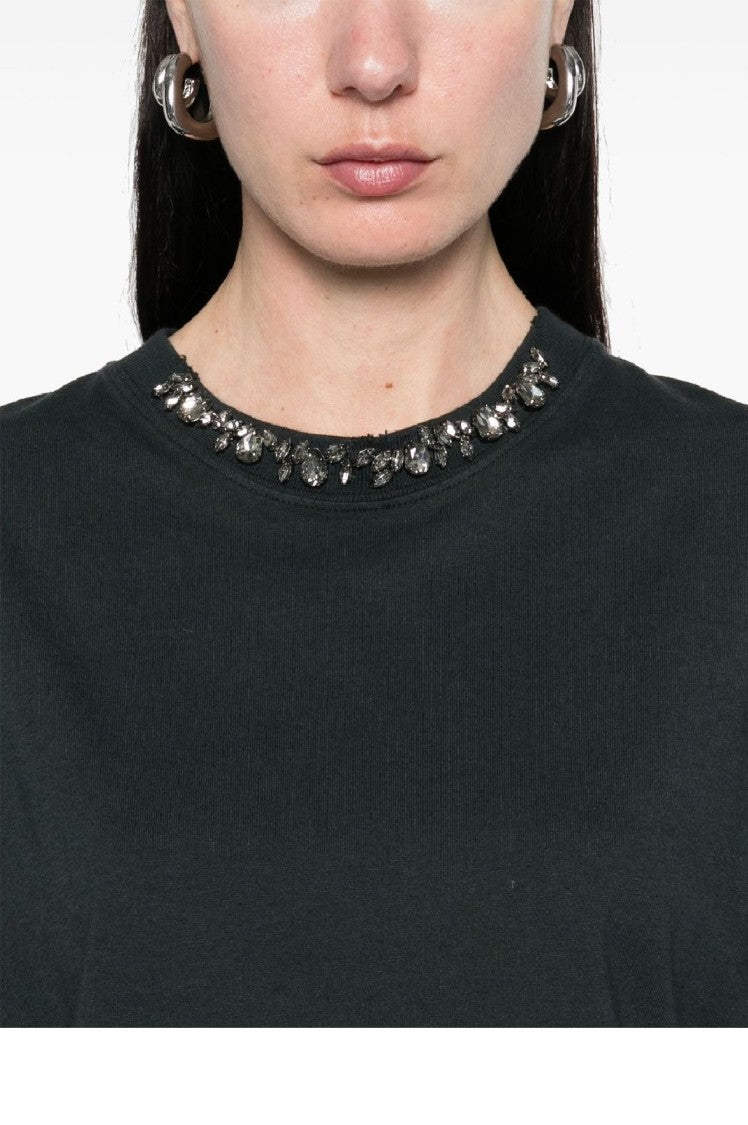 Golden Goose Boxy Black T-Shirt With Decorative Embellishments