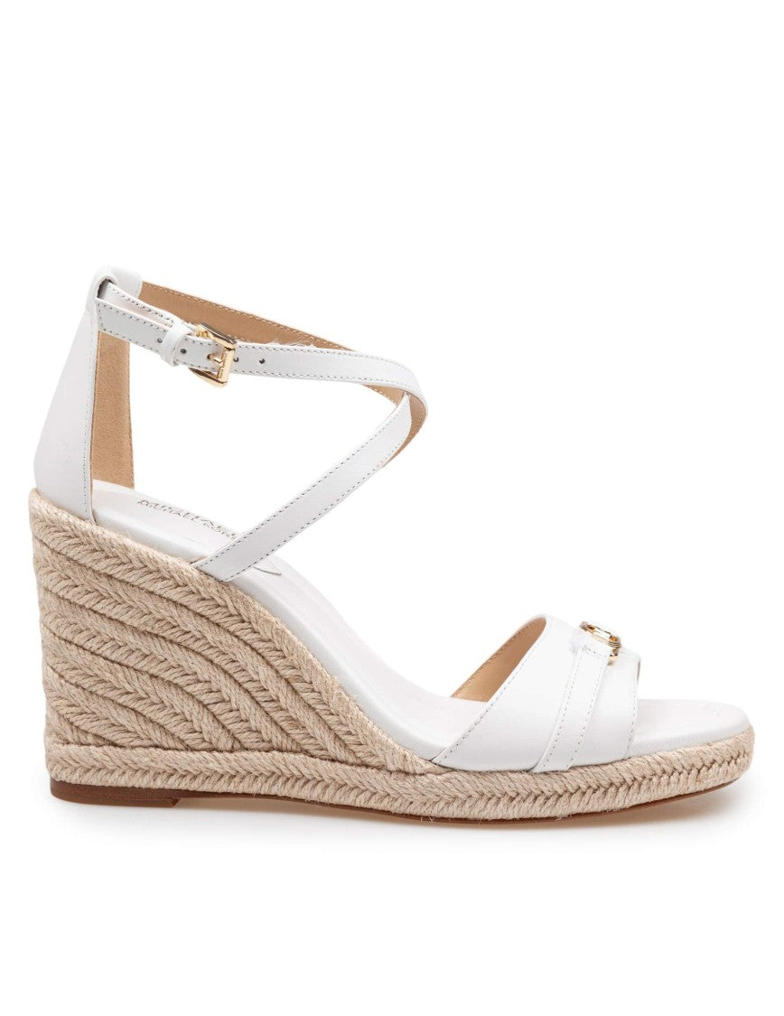 Michael Kors White Leather Mandy Wedge Sandal