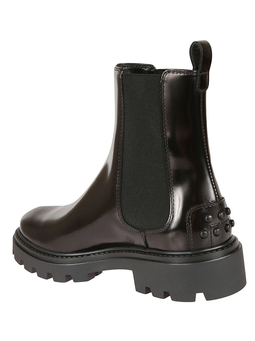 Tod's Polished Leather Ankle Boots