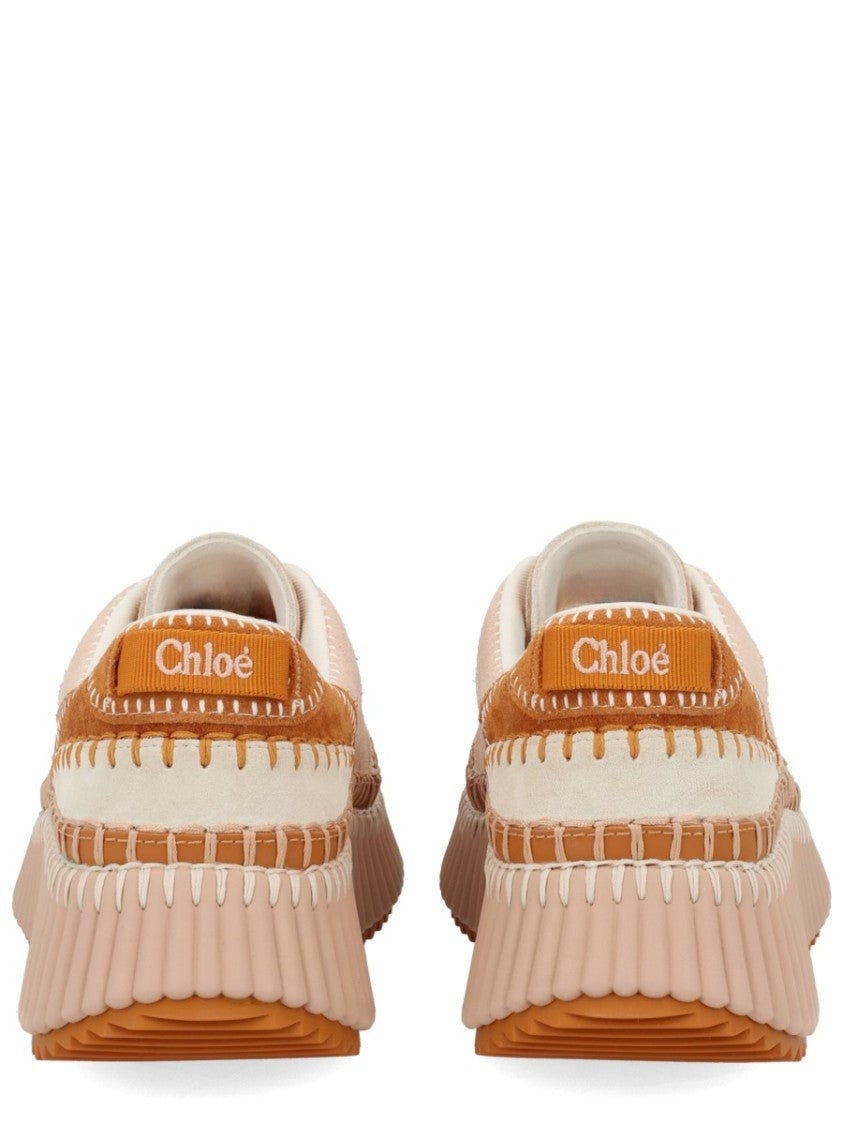 Chloé Nama Whipstitch Textured Sole Sneakers
