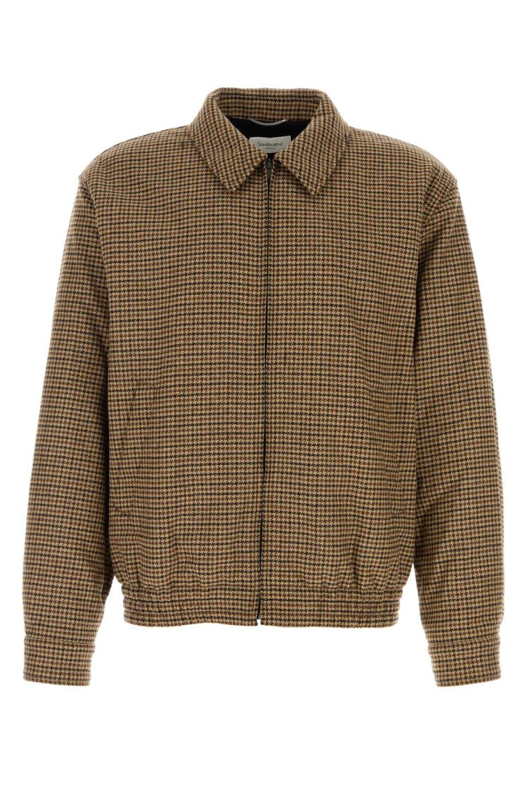 Saint Laurent Embroidered Wool Blend Bomber Jacket