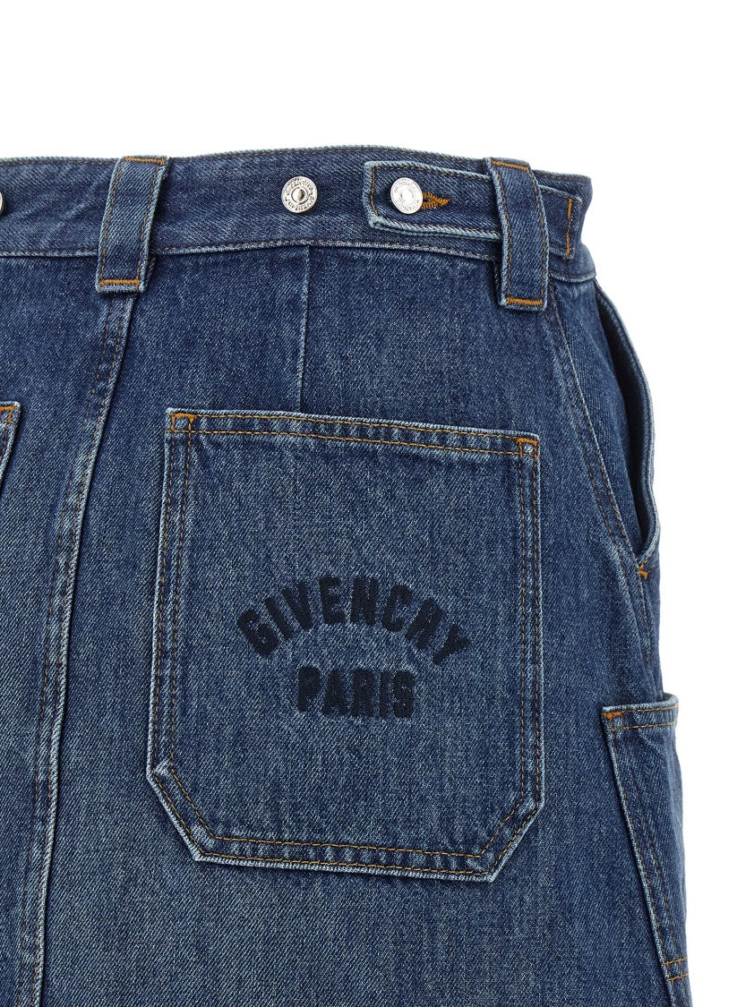 Givenchy Cotton Denim Mini Skirt With Adjustable Side Straps