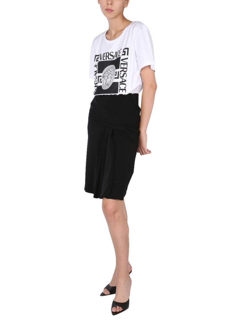 Versace Fitted Black Midi Skirt