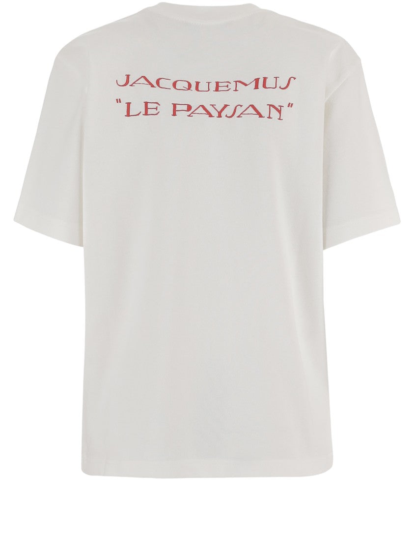 Jacquemus Round Neck Cotton T-Shirt With Contrasting Logo Embroidery