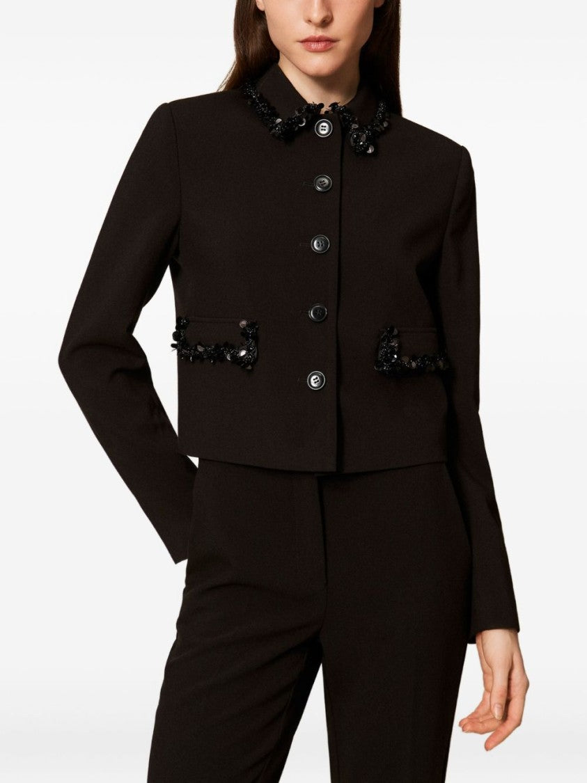 Twin-Set Cropped Black Jacket With Structured Silhouette