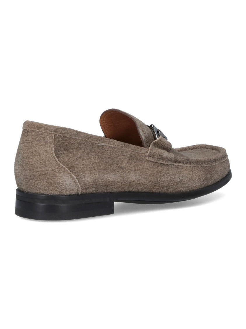 Ferragamo "Gancini" Suede Moccasins – Beige