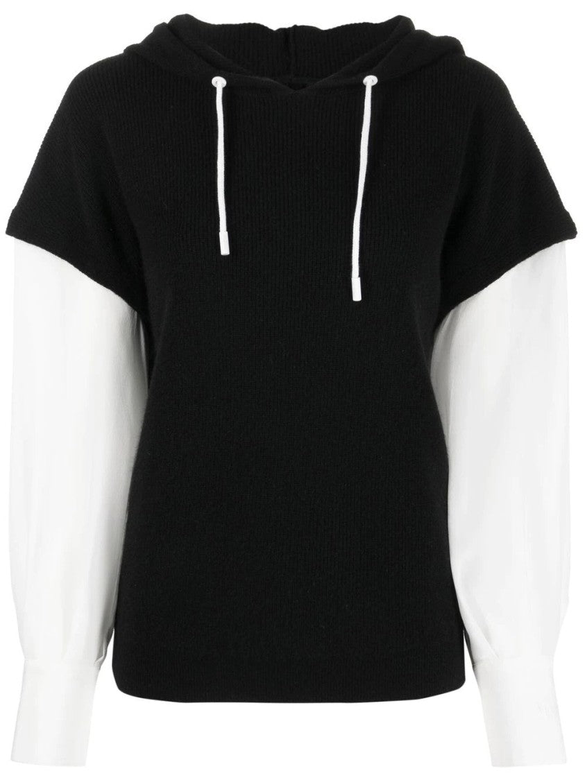 Max&Moi Cashmere Hoodie With Contrasting Sleeves
