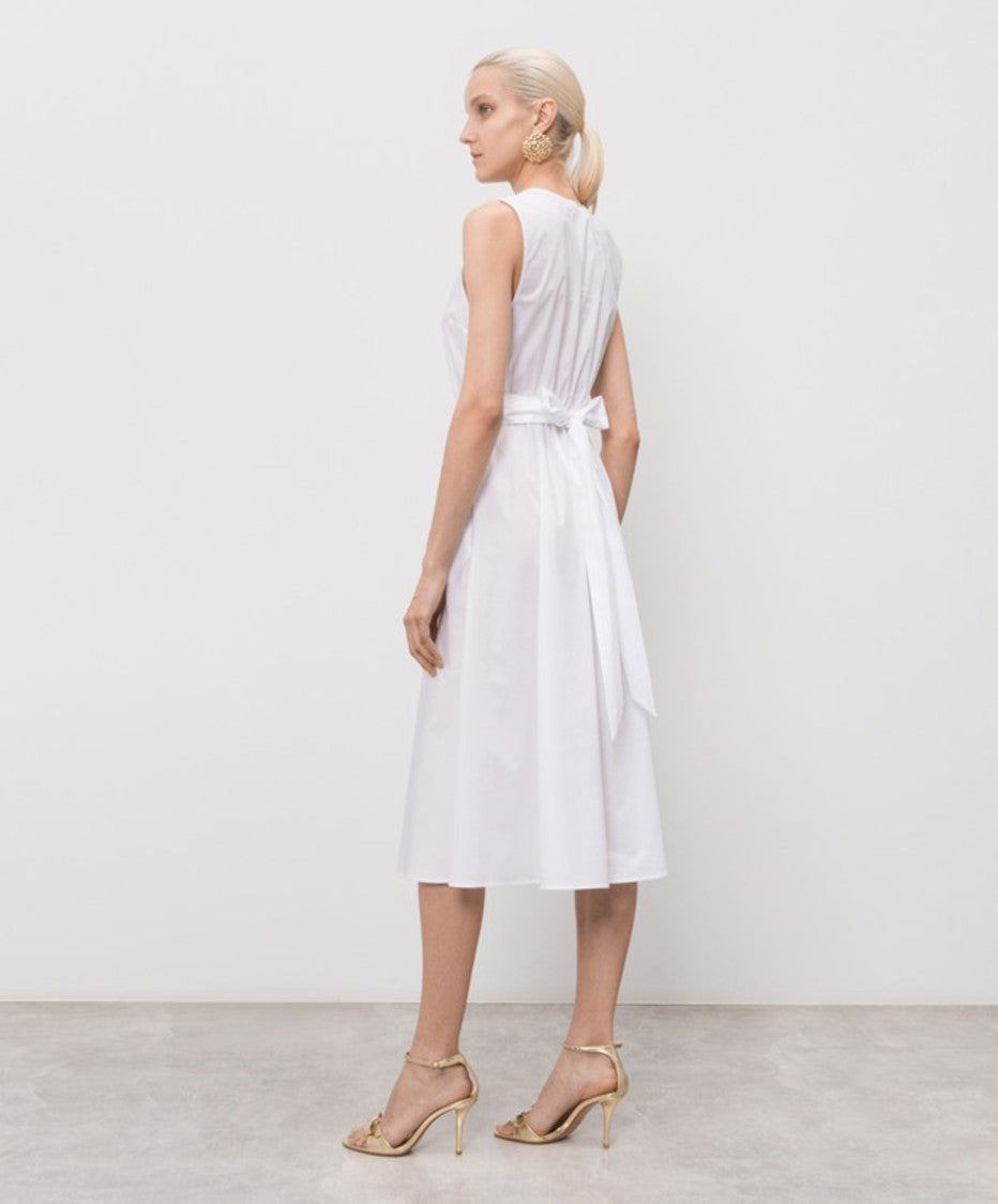 Twin-Set Sleeveless Midi Dress With Deep V-Neckline