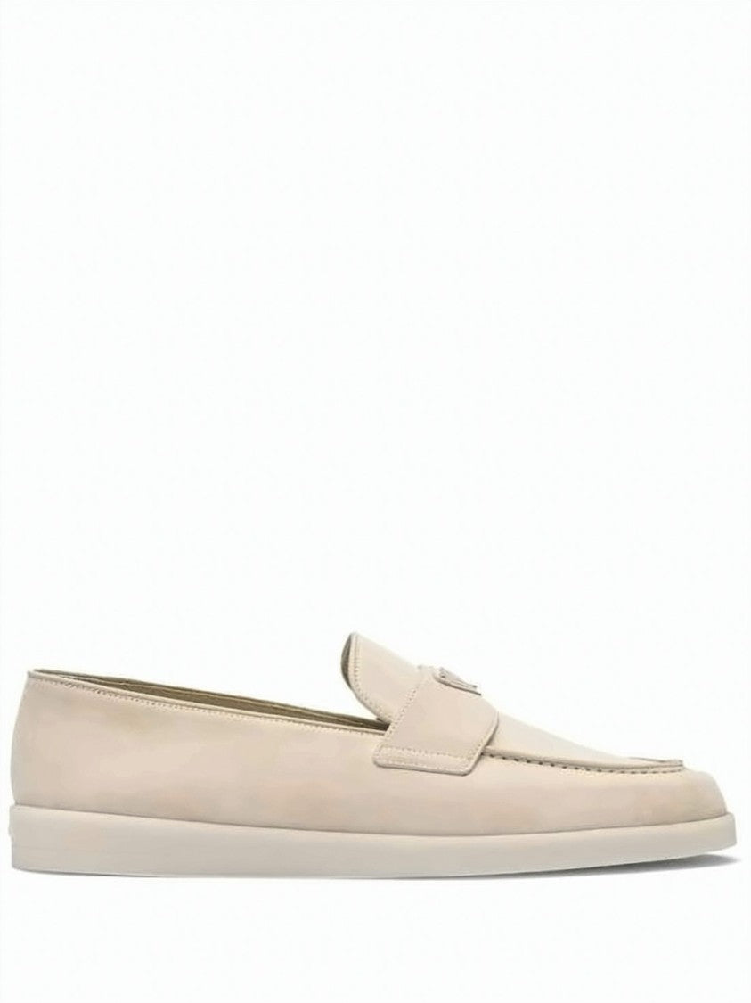 Prada Suede Loafers With Triangular Logo Detail