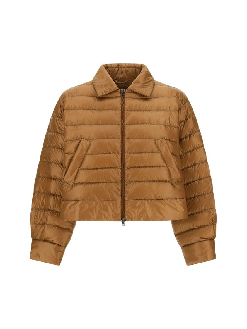 Herno Brown Striped Quilting Ultralight Nylon Down Jacket