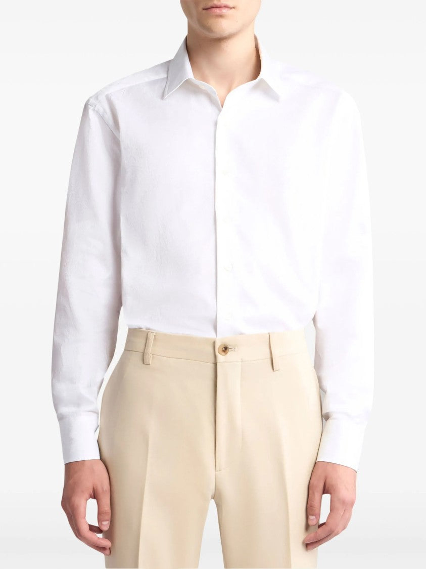 Etro White Roma Classic Long-Sleeve Cotton Shirt