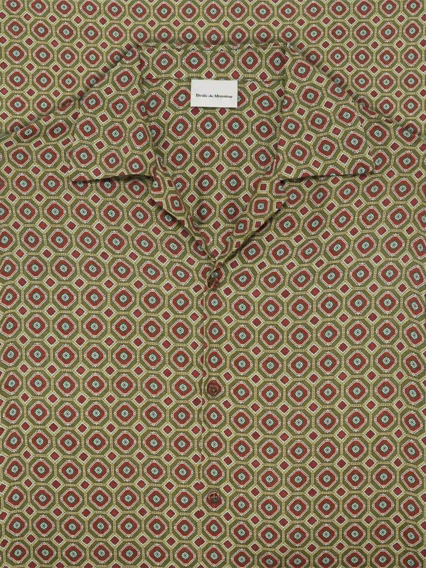 Drôle De Monsieur Geometric Pattern Shirt In Earthy Tones