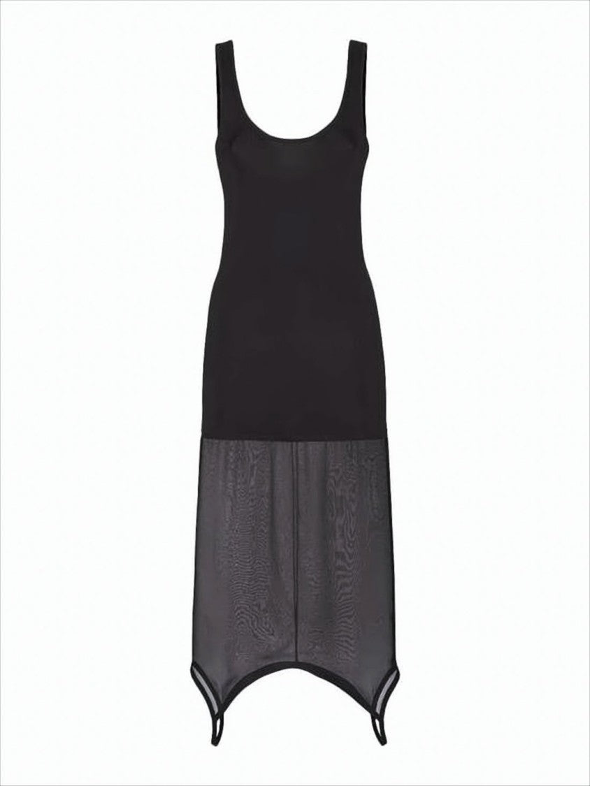 Fendi Fitted Midi Dress With Sheer Handkerchief Hemline