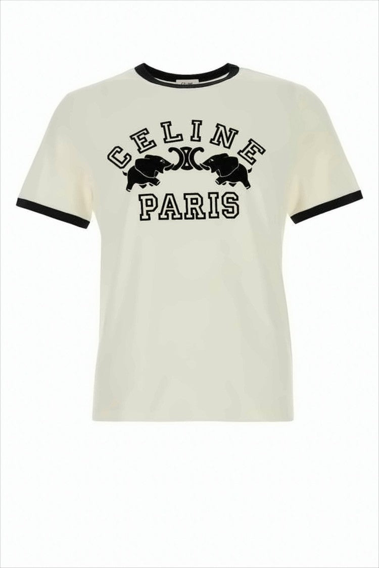 Celine Cream Short-Sleeved T-Shirt