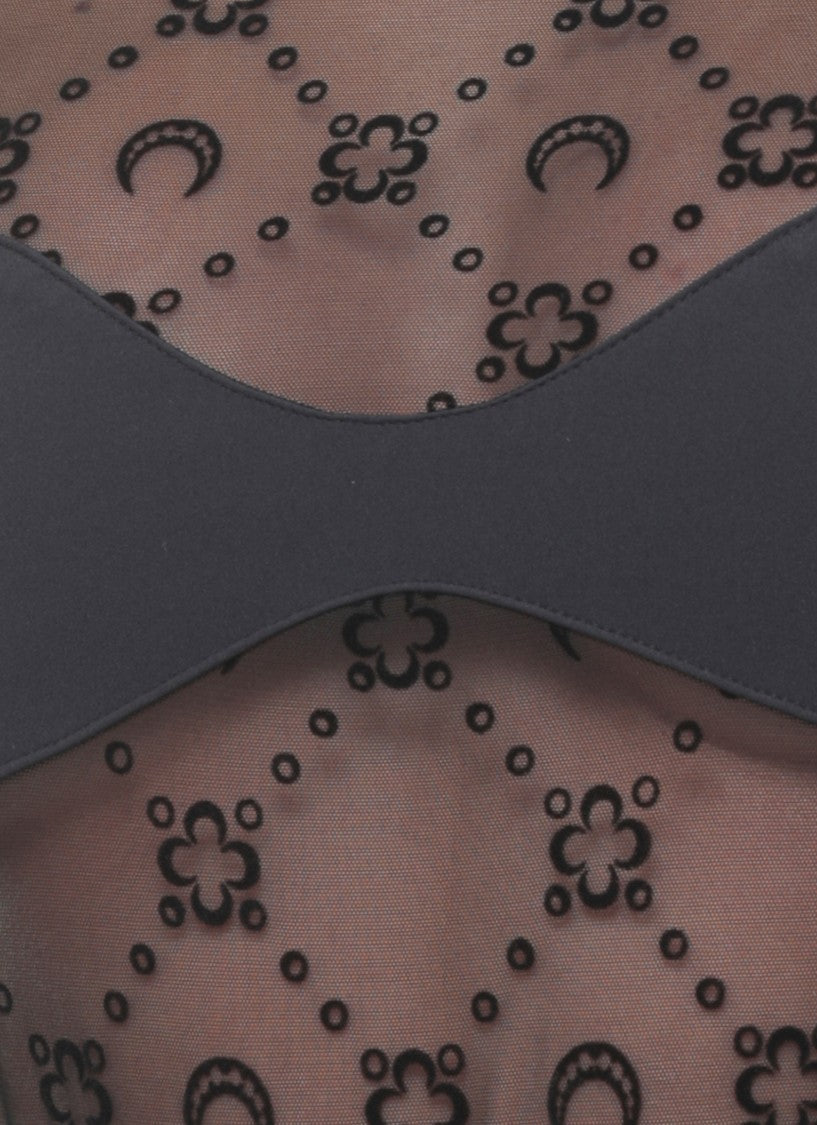 Marine Serre Black Moonogram Mesh Bodysuit