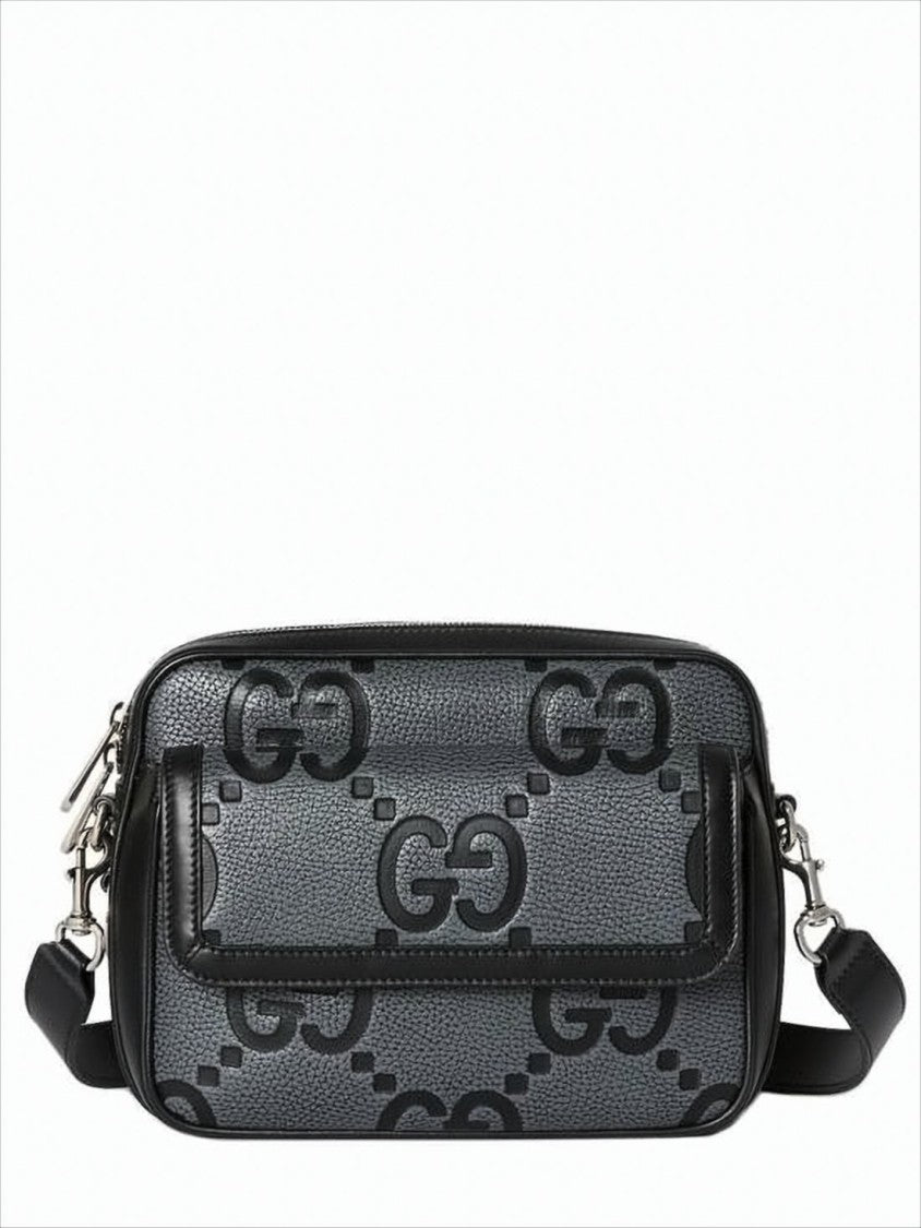 Gucci Textured Cowhide Leather Crossbody Bag With Embossed Logo