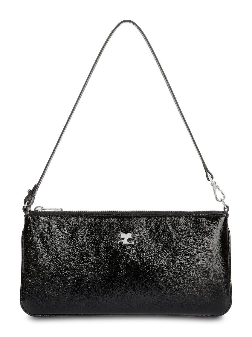 Courrèges Black Glossy Patent Leather Zipped Pouch
