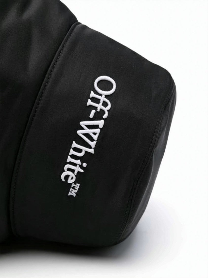 Off-White Sleek Black Bucket Hat With Embroidered Text