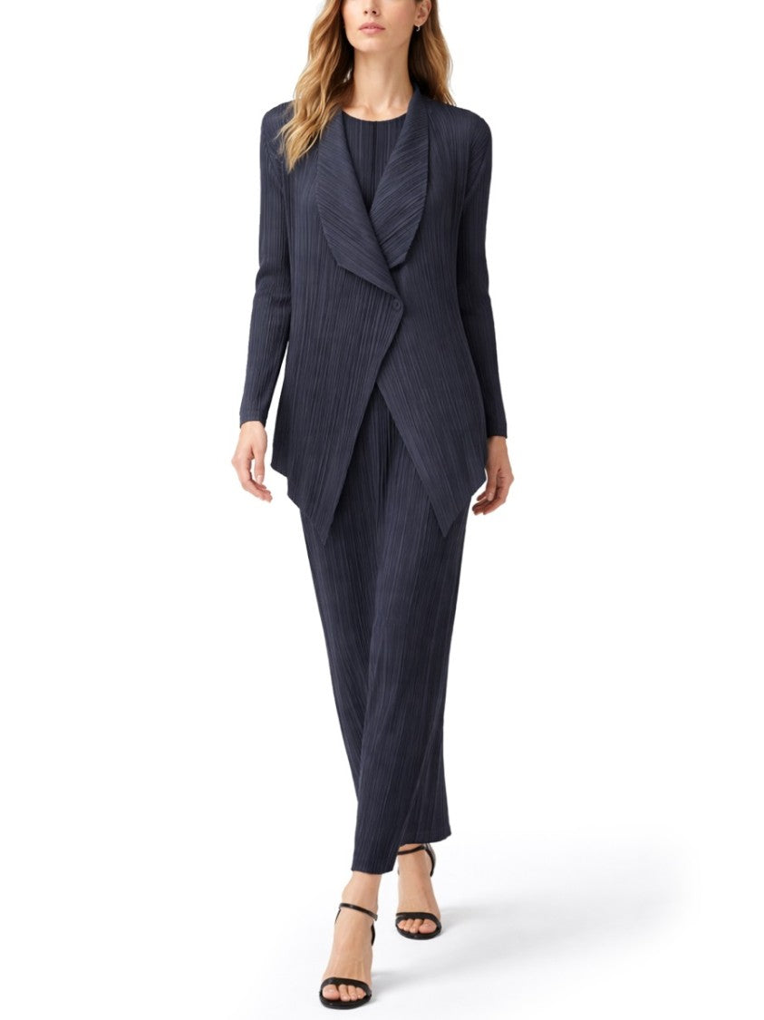 Pleats Please Issey Miyake Pleated Asymmetrical Cardigan