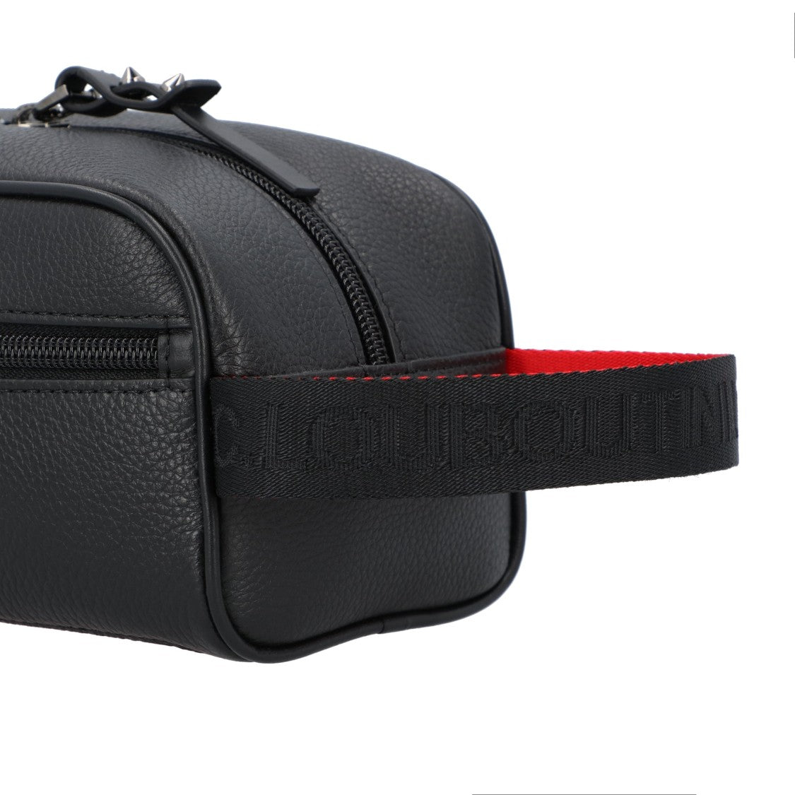 Christian Louboutin Structured Black Calfskin Blaster Travel Case With Signature Strap