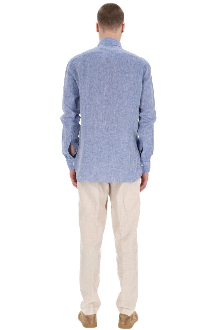 Barba Dandylife Line Solid Linen Tailored Shirt